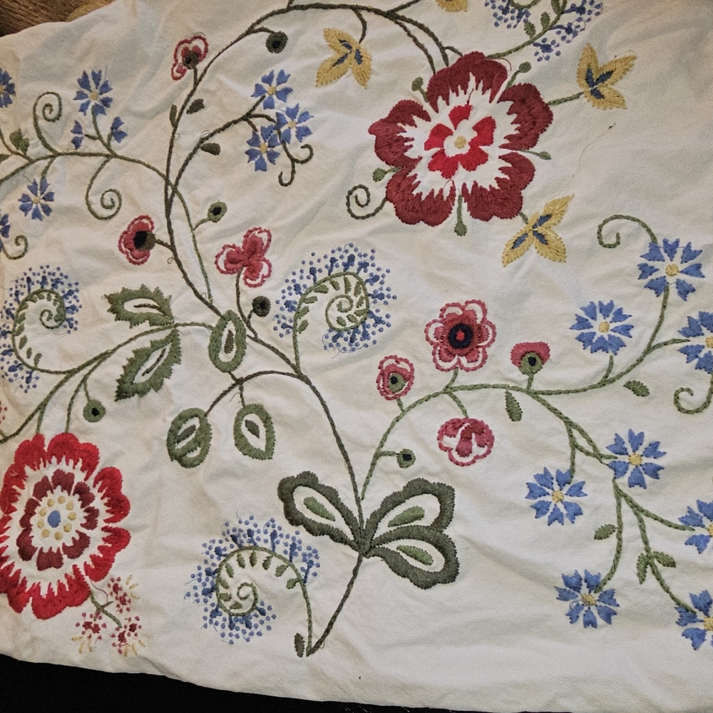 Pair Of Floral Embroidered Pillow Covers